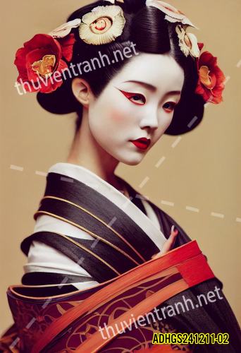 Tranh dán tường hoa cô gái Geisha Nhật Bản-ADHGS241211-02 - Kết quả tìm kiếm tranh tường